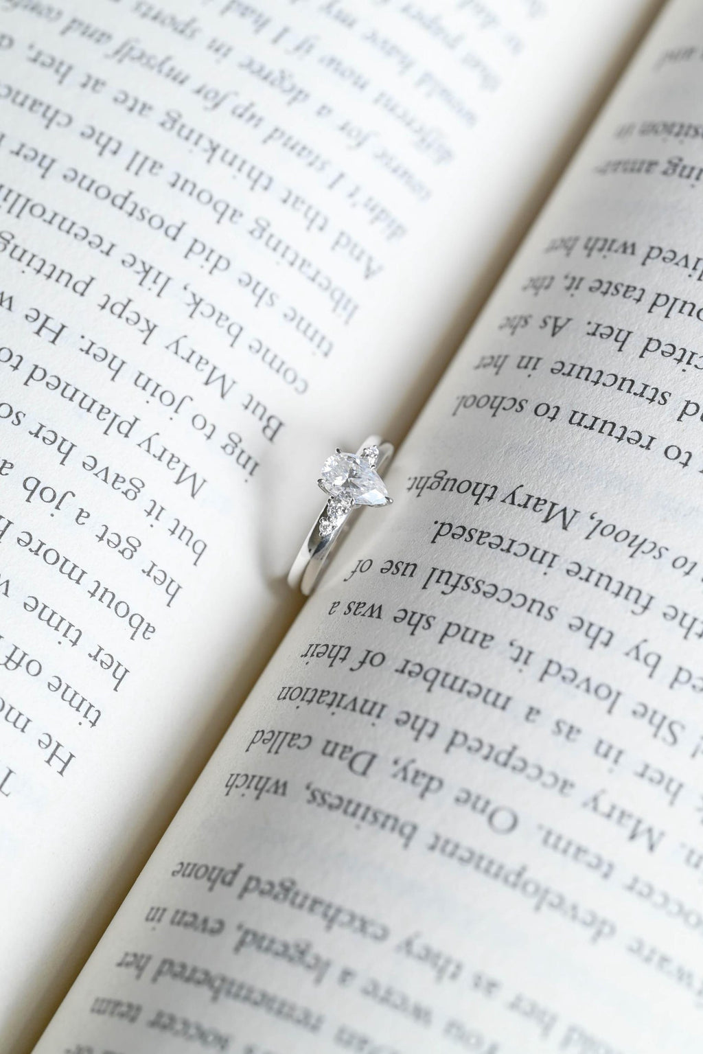 Solid Gold Pear Moissanite Engagement Ring, 3mm Wide Band Ring