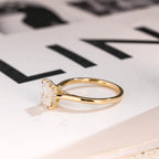 Solid Gold Radiant Cut Moissanite Engagement Ring, Cathedral Hidden Halo Ring