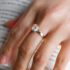 Solid Gold Radiant Moissanite Engagement Ring, Solitaire Ring, Aniversary Gift for Her,