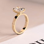 Solid Gold Radiant Moissanite Engagement Ring, Solitaire Ring, Aniversary Gift for Her,