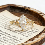 Marquise Moissanite Engagement Ring 1.5ct 14K Gold Leaf Vine Ring Nature Inspired Vintage Wedding Promise Ring for Women