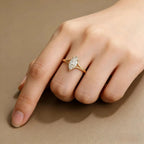 Marquise Moissanite Engagement Ring, Minimalist Split Shank Ring, Gold Solitaire Wedding Ring, Elegant Promise Ring for Women