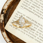 Marquise Moissanite Engagement Ring, Leaf Vine Diamond Ring, Nature Inspired Gold Wedding Ring, Unique Promise Ring for Women