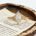 Marquise Moissanite Engagement Ring, Leaf Vine Diamond Ring, Nature Inspired Gold Wedding Ring, Unique Promise Ring for Women