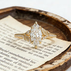 Marquise Moissanite Engagement Ring, Leaf Vine Diamond Ring, Nature Inspired Gold Wedding Ring, Unique Promise Ring for Women