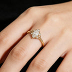 Marquise Moissanite Engagement Ring, Vintage Filigree Scroll Ring, Antique Style Gold Wedding Ring, Unique Promise Ring for Women