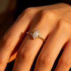 Marquise Moissanite Engagement Ring Gold Minimalist Wedding Ring for Women Unique Promise Ring Cluster Ring