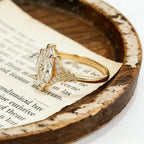 Marquise Moissanite Engagement Ring Gold Leaf Vine Bridal Ring Vintage Halo Wedding Promise Ring for Women