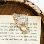 Marquise Moissanite Engagement Ring Gold Vintage Filigree Ring Antique Scroll Wedding Ring Unique Bridal Ring