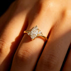 Marquise Moissanite Engagement Ring Gold Unique Twisted Bridal Ring Vintage Wedding Promise Ring for Women
