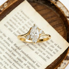 Marquise Moissanite Engagement Ring Gold Unique Twisted Bridal Ring Vintage Wedding Promise Ring for Women