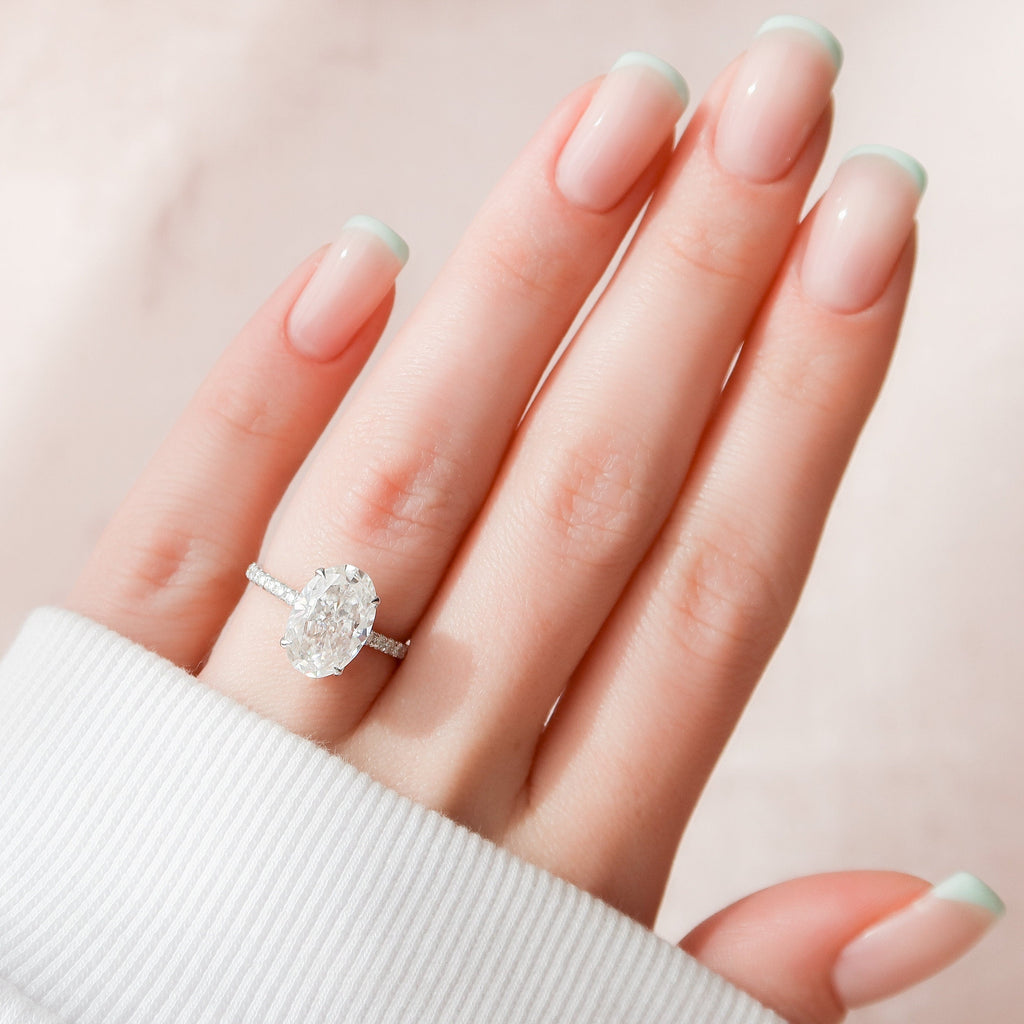 3.50 CT Oval Moissanite Pave Setting Engagement Ring