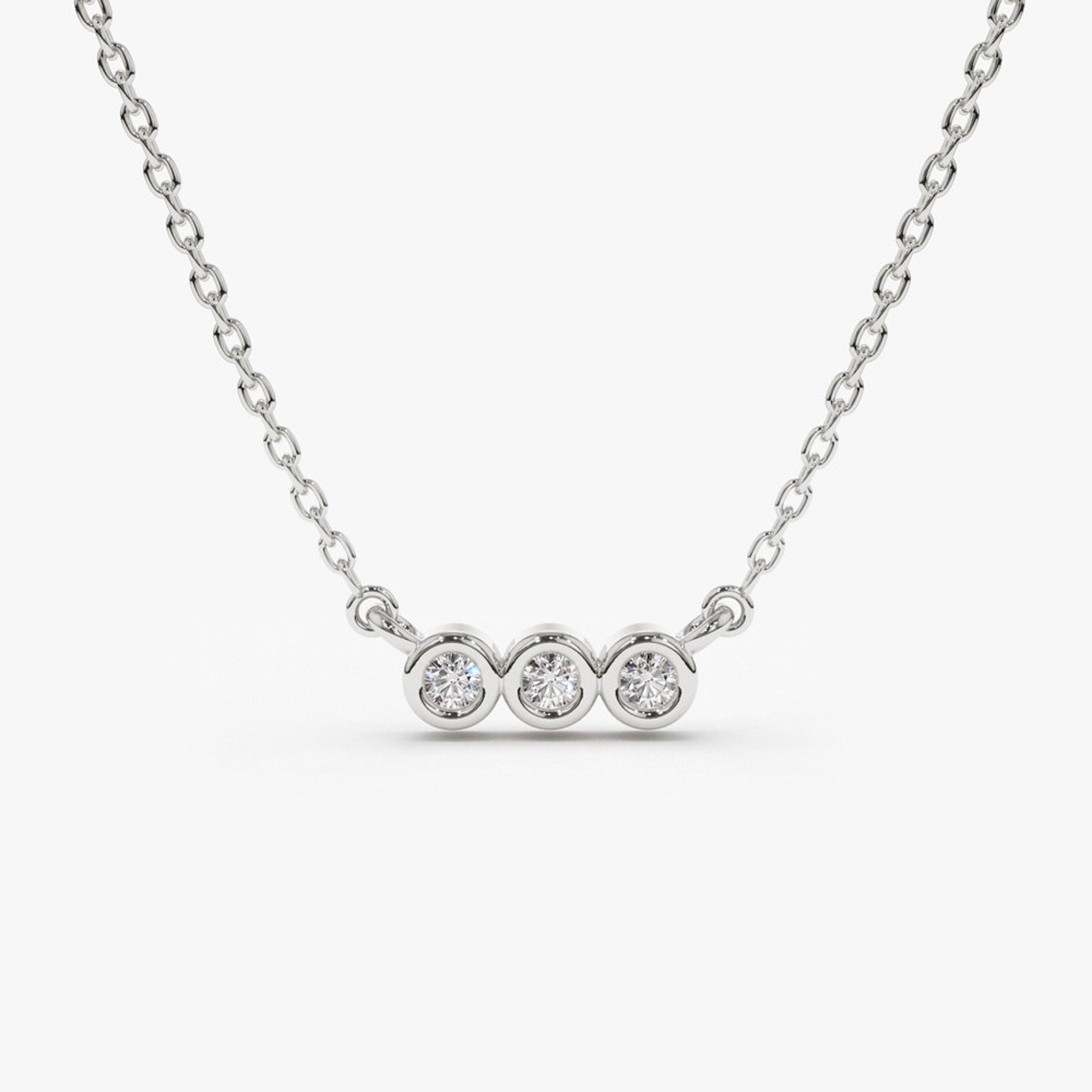 0.10 TCW Round Moissanite Bezel Necklace