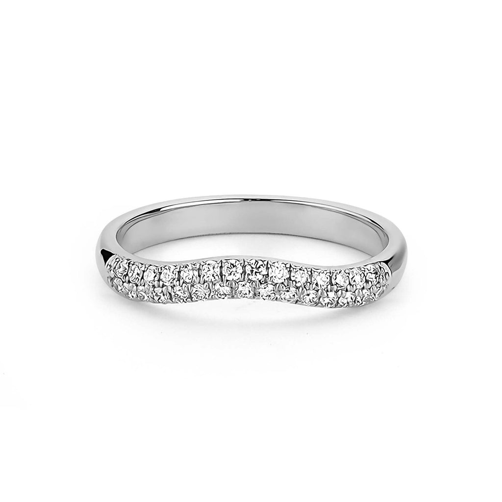0.21 TCW Round Moissanite Curved Wedding Band