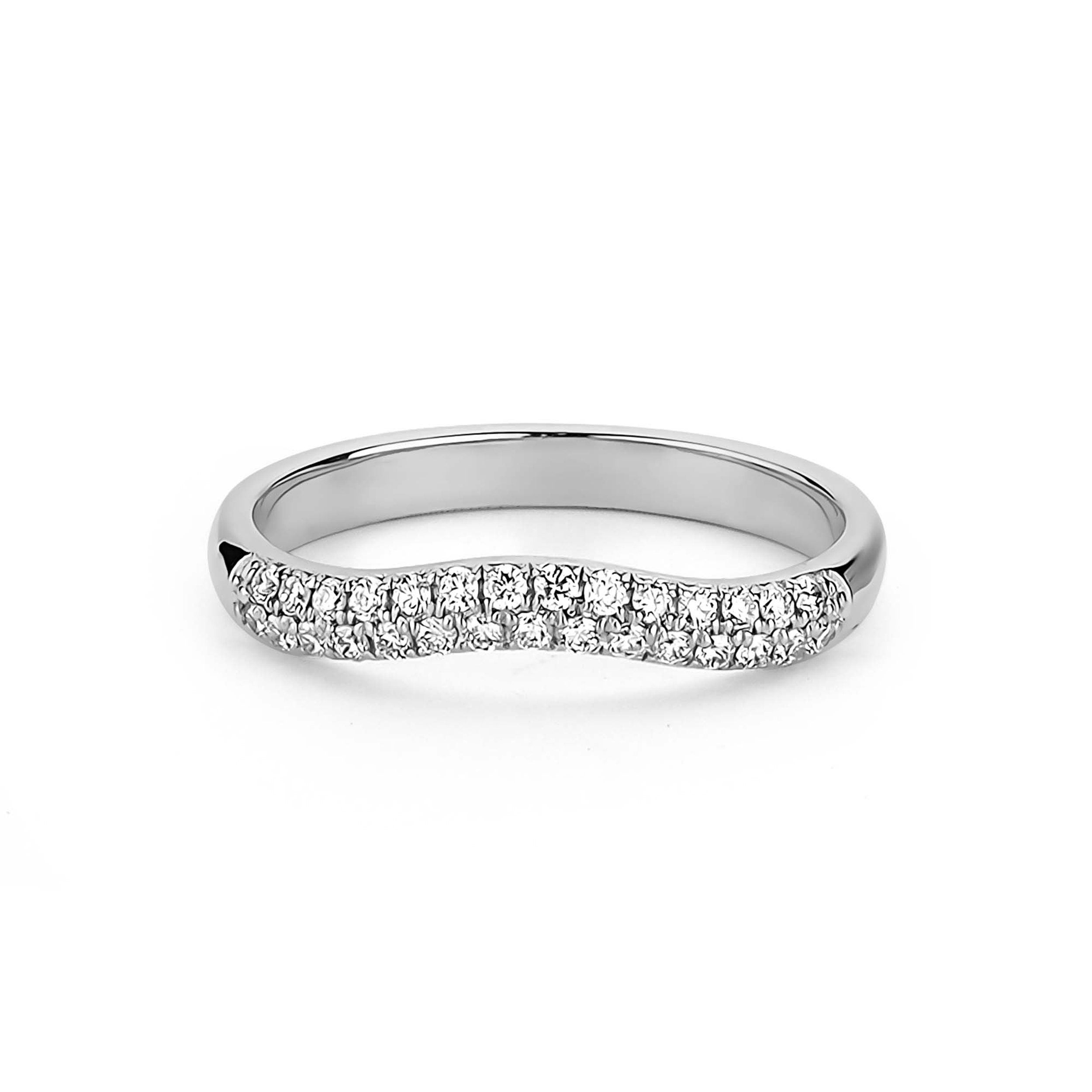 0.21 TCW Round Moissanite Curved Wedding Band