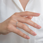 0.08 TCW Round Moissanite Flower Dainty Ring