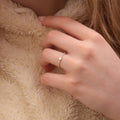 0.03 CT Baguette & Round Moissanite Minimalist Ring for Women