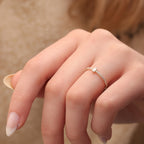 0.03 CT Baguette & Round Moissanite Minimalist Ring for Women