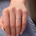 0.03 CT Baguette & Round Moissanite Minimalist Ring for Women