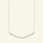 0.18 TCW Round Moissanite Curved Bar Necklace