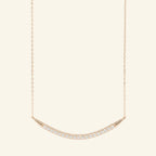 0.18 TCW Round Moissanite Curved Bar Necklace