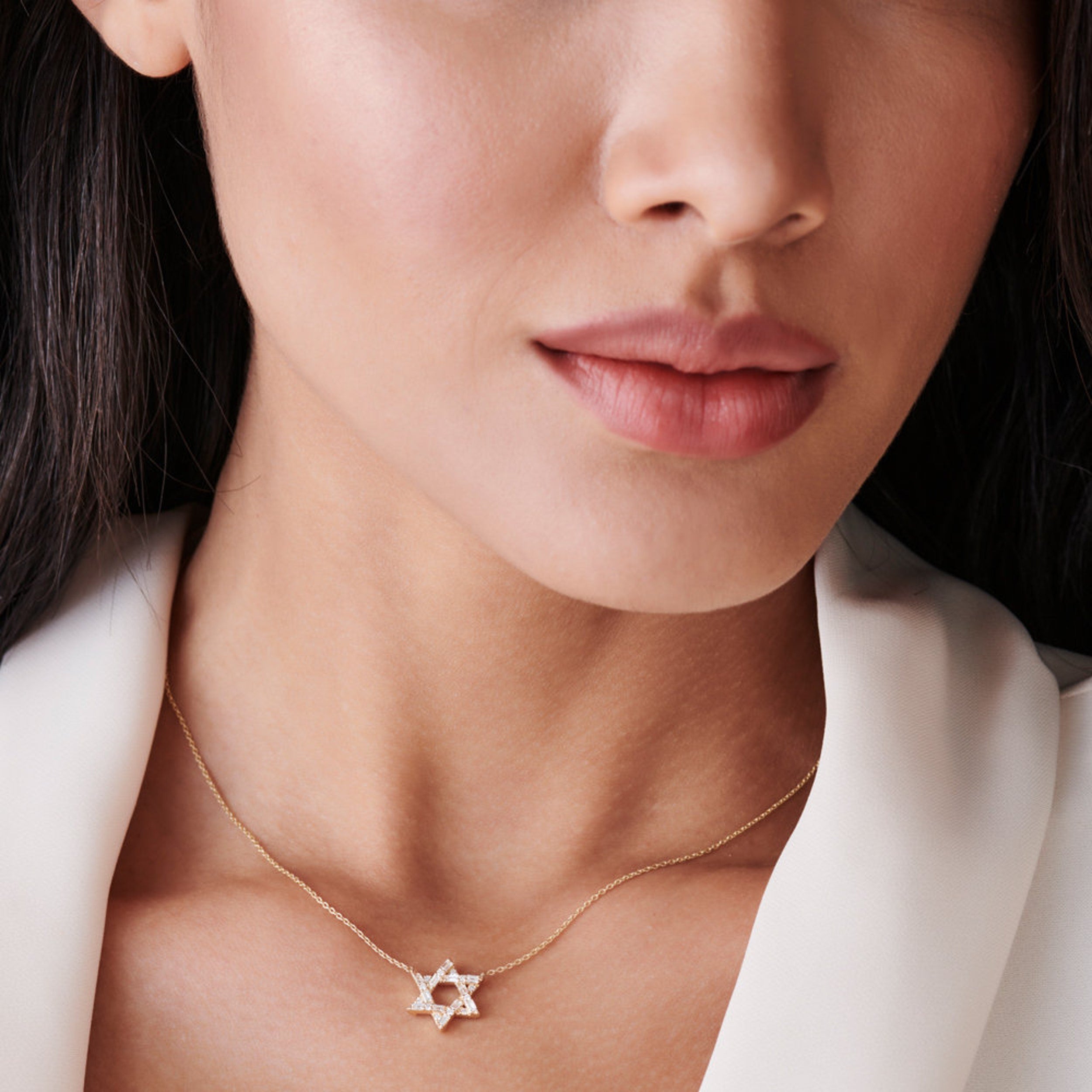 0.34 TCW Bugged & Round Moissanite Star Necklace