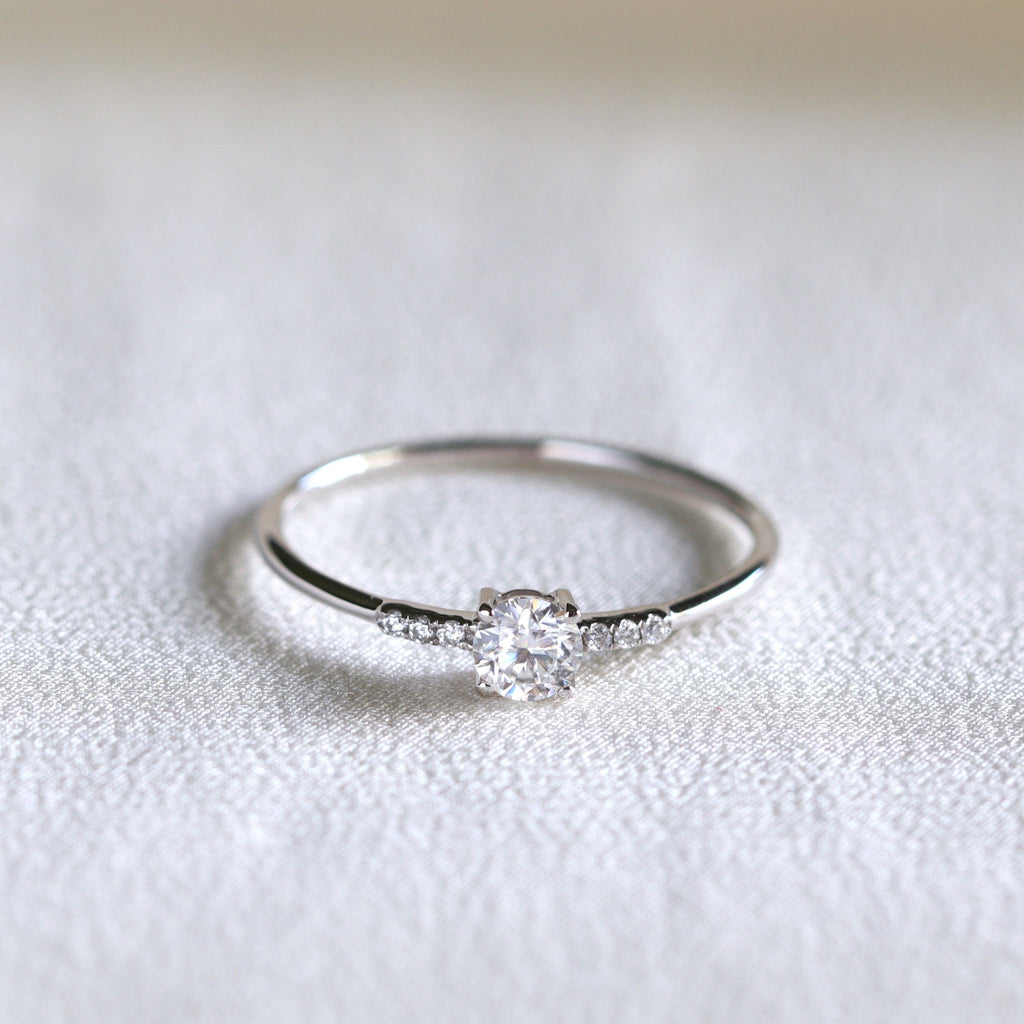 0.24 TCW Round Moissanite Minimslit Ring for Women