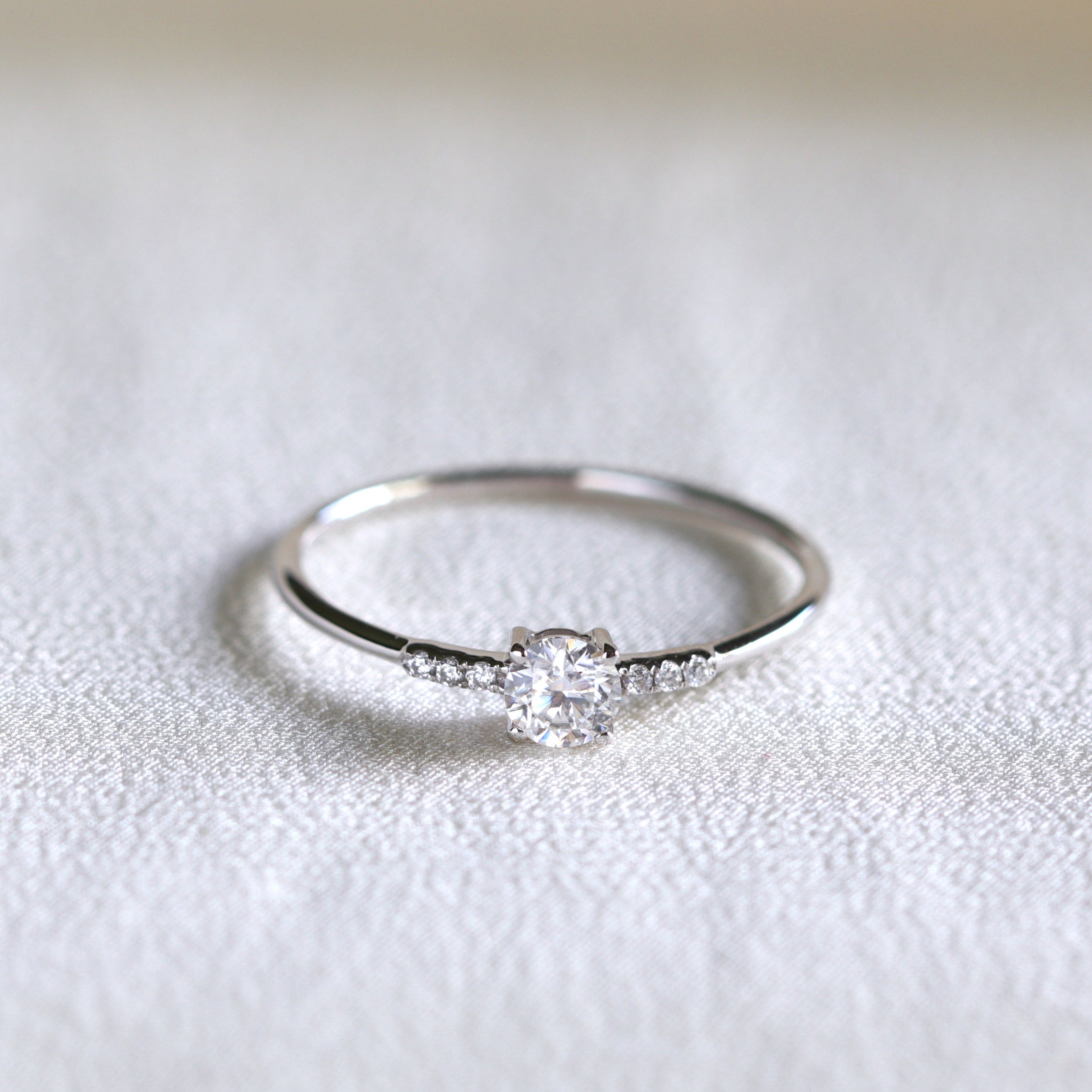0.24 TCW Round Moissanite Minimslit Ring for Women
