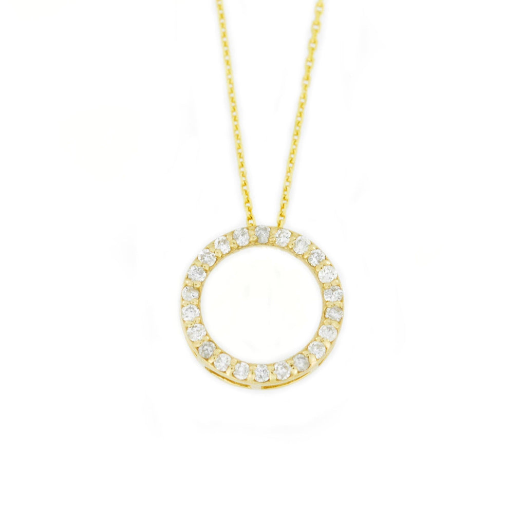 0.13 TCW Round Moissanite Open Circle Necklace for Women