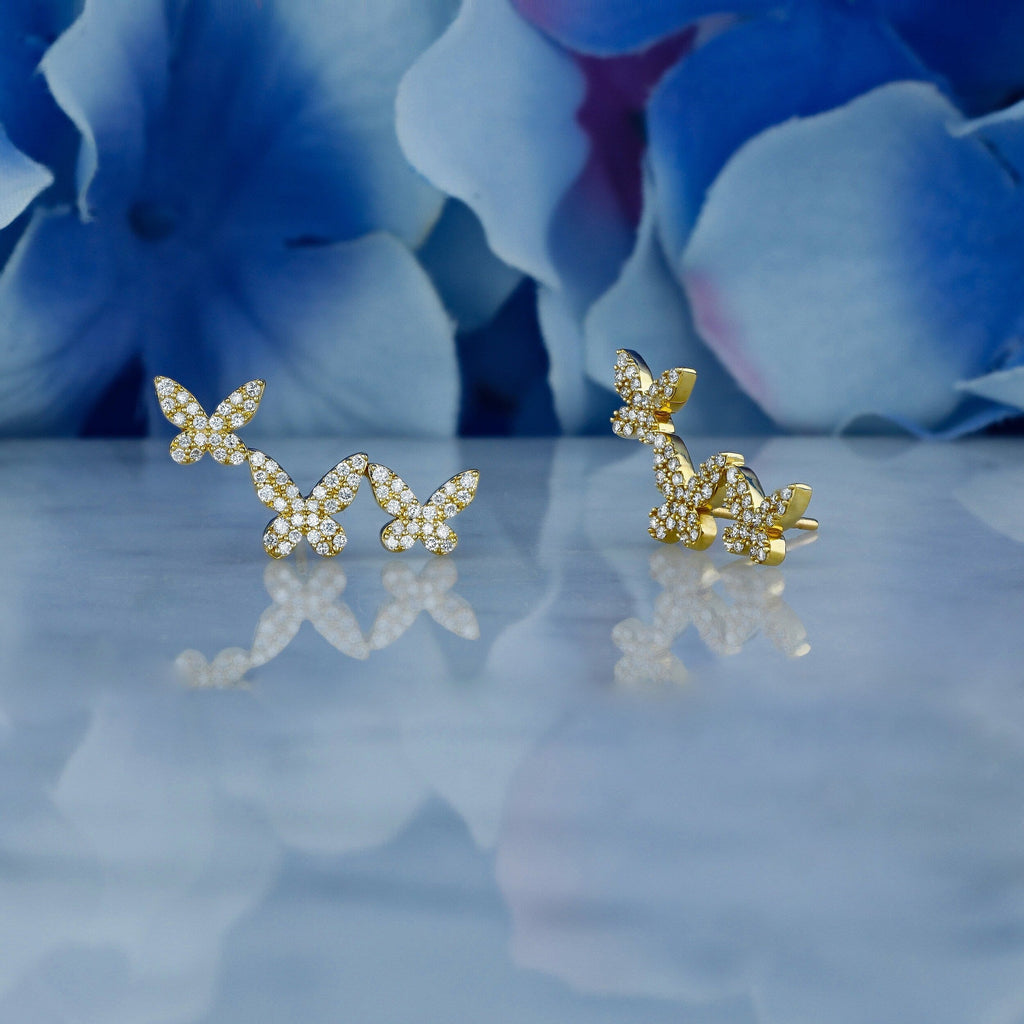 0.56 TCW Round Moissanite Diamond Ear Crawlers Earrings