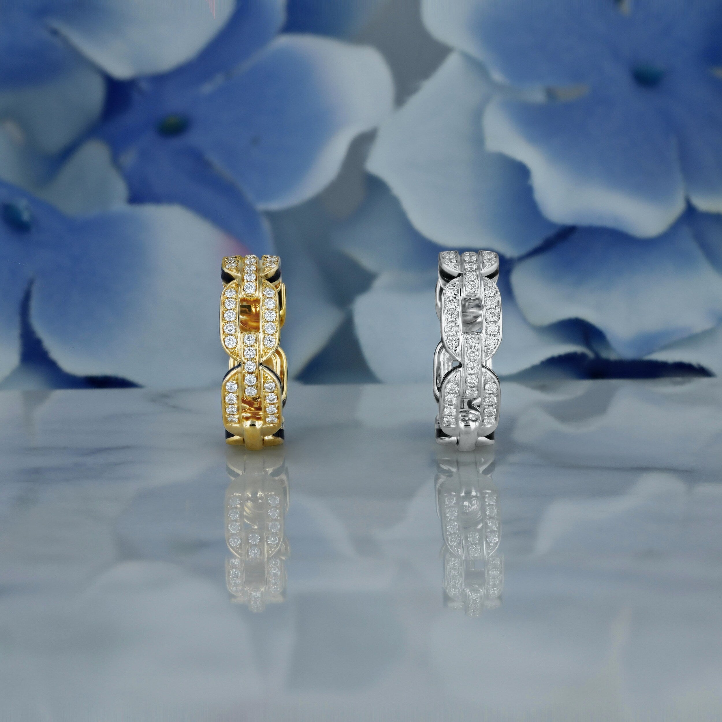 0.45 TCW Round Moissanite Diamond Link Hoop Earrings