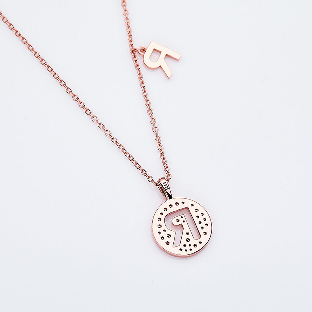 Customized "R" Letter Moissanite Diamond Necklace