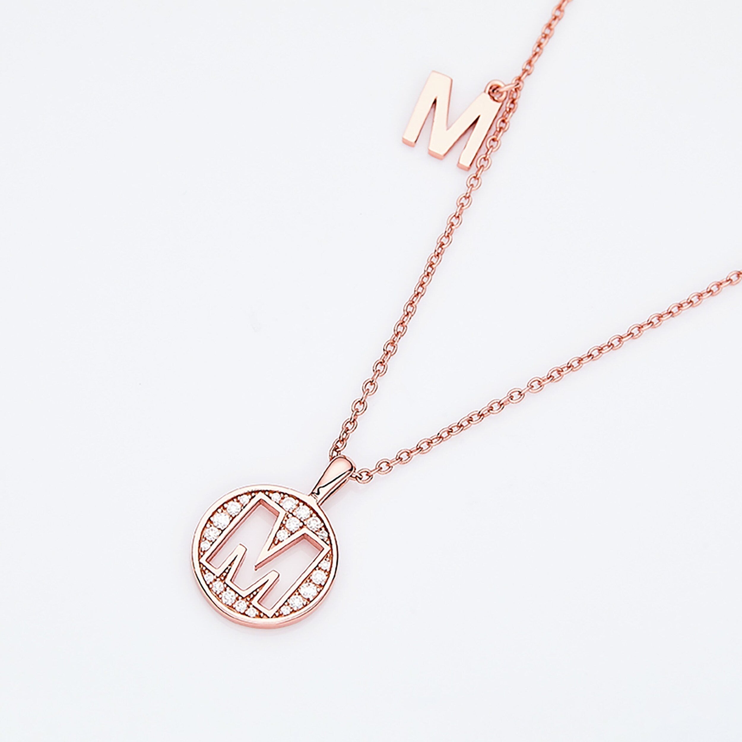 Customized "M" Letter Moissanite Diamond Necklace