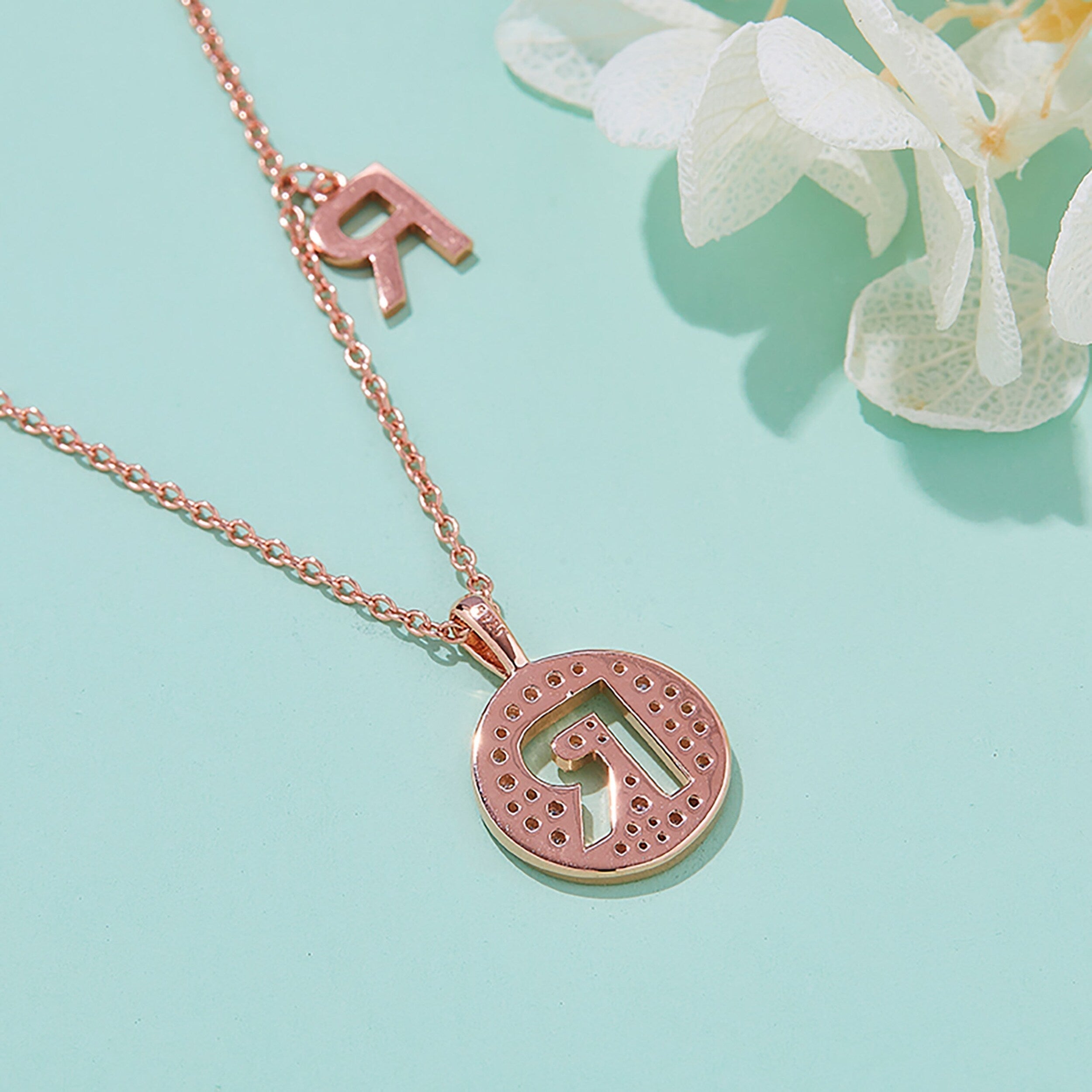 Customized "R" Letter Moissanite Diamond Necklace