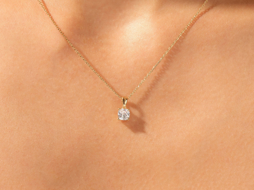1.0 CT Cushion Moissanite Diamond Solitaire Necklace
