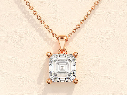 1.0 CT Asscher Moissanite Diamond Solitaire Necklace