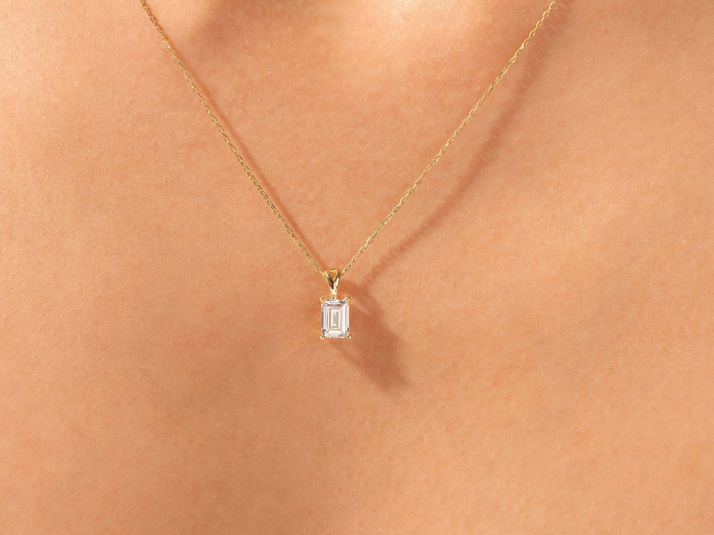 1.0 CT Emerald Moissanite Diamond Solitaire Necklace