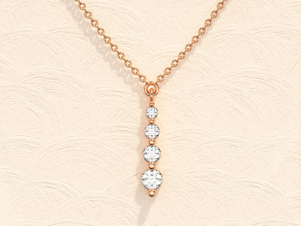 0.11 TCW Round Moissanite Diamond Drop Pendant Necklace