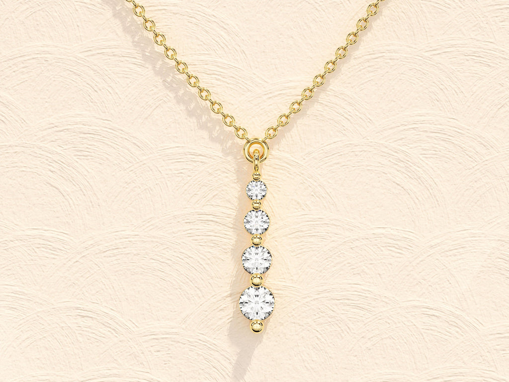 0.11 TCW Round Moissanite Diamond Drop Pendant Necklace