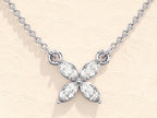 0.40 TCW Marquise Moissanite Diamond Clover Necklace
