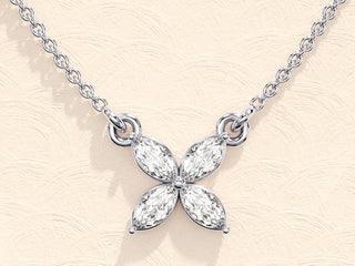 Marquise moissanite diamond clover necklace