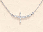 0.27 TCW Round Moissanite Diamond Sideways Cross Necklace