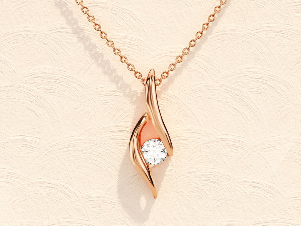 0.10 TCW Round Moissanite Diamond Soloitaire Necklace