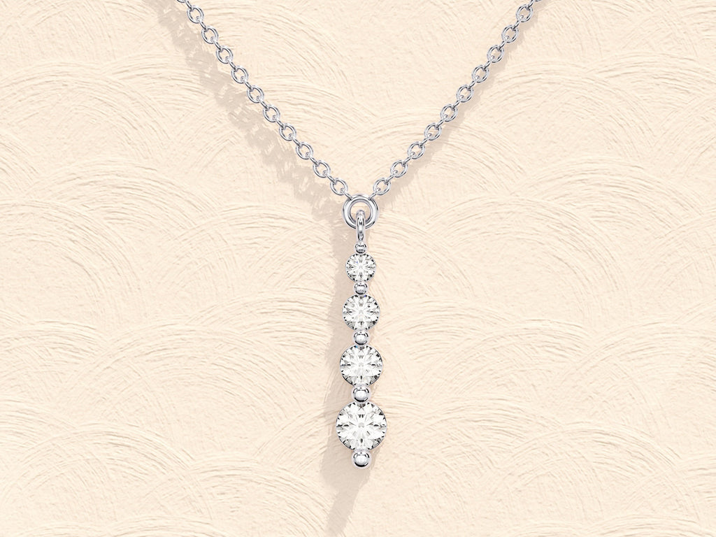 0.11 TCW Round Moissanite Diamond Drop Pendant Necklace