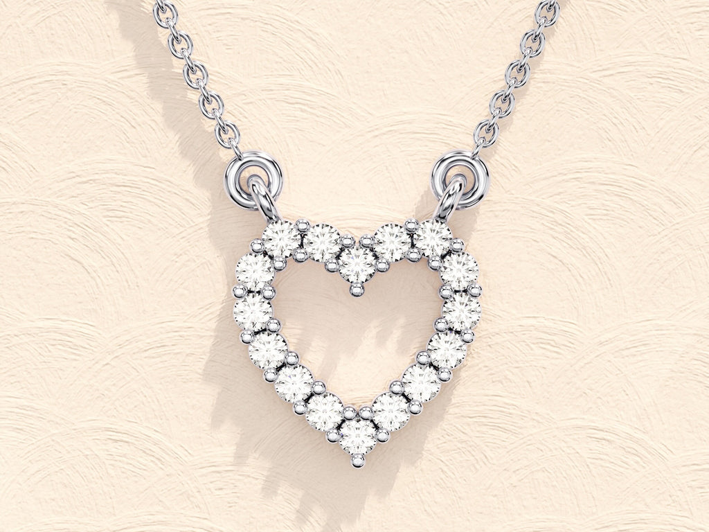 0.24 TCW Round Moissanite Diamond Heart Shaped Pendent Necklace