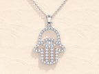 0.31 TCW Round Moissanite Diamond Hamsa Necklace
