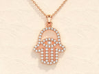 0.31 TCW Round Moissanite Diamond Hamsa Necklace