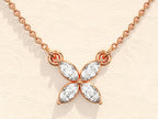 0.40 TCW Marquise Moissanite Diamond Clover Necklace