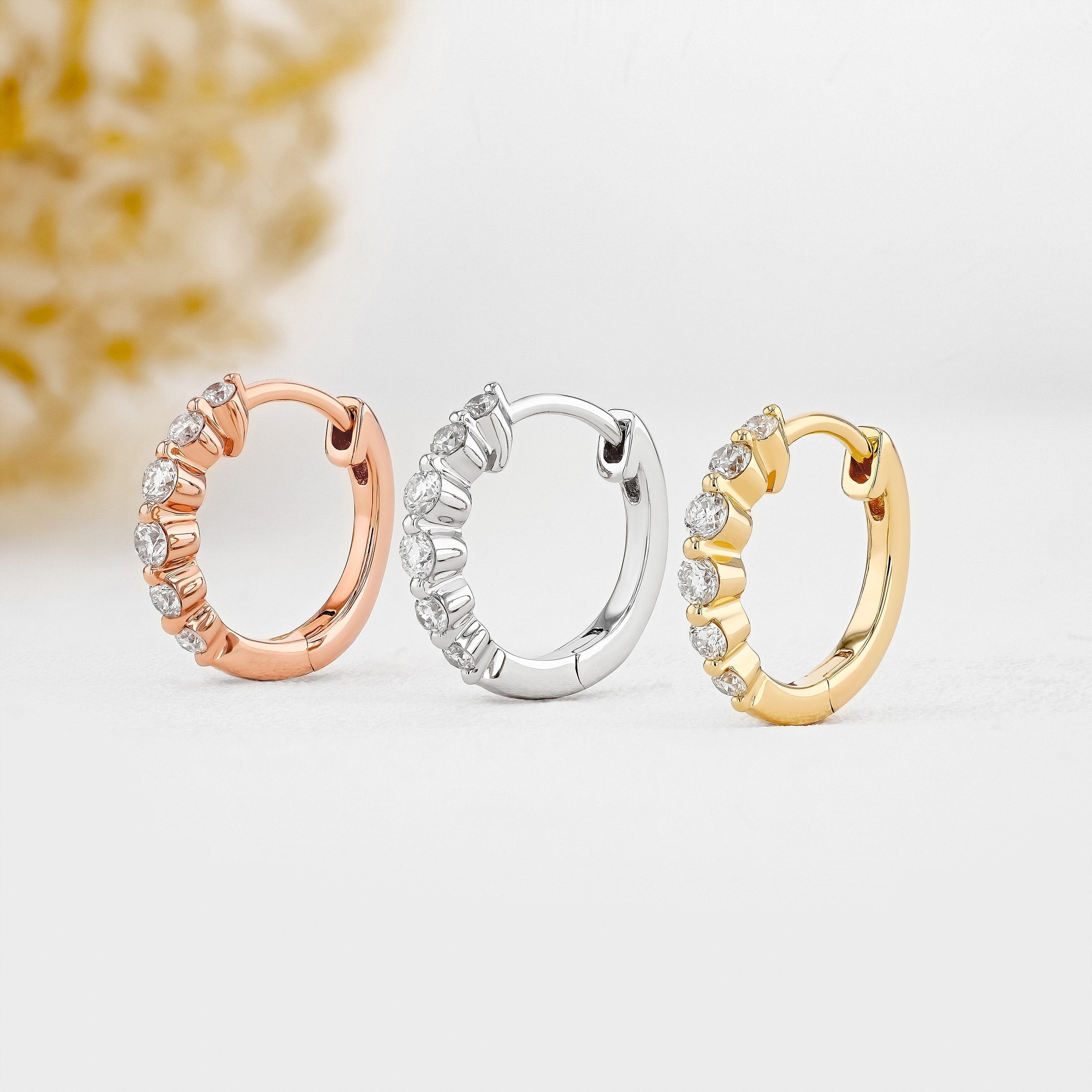 0.25 TCW-0.34 TCW Round Moissanite Diamond Hoop Earrings