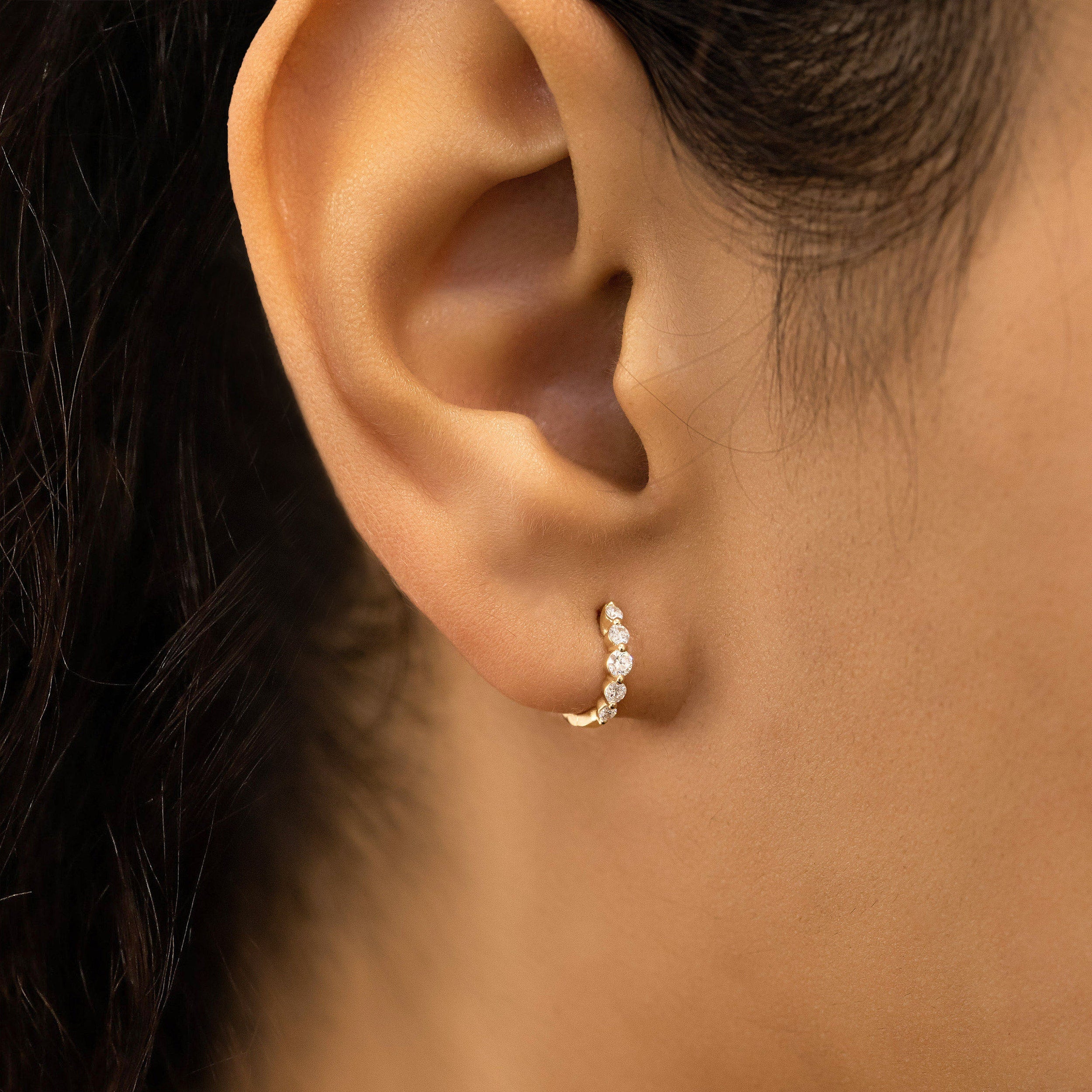 0.25 TCW-0.34 TCW Round Moissanite Diamond Hoop Earrings